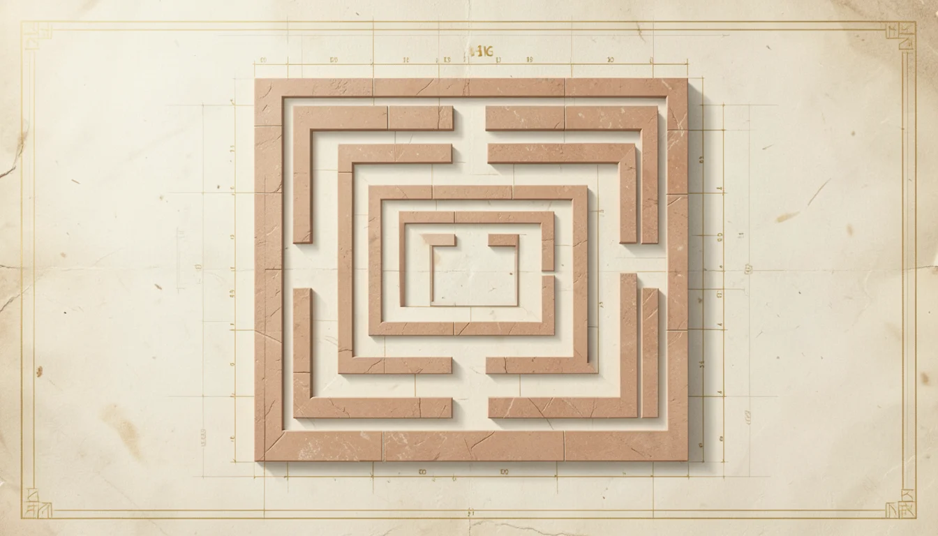 Labirinto grego visto de cima — geometria de Dédalo