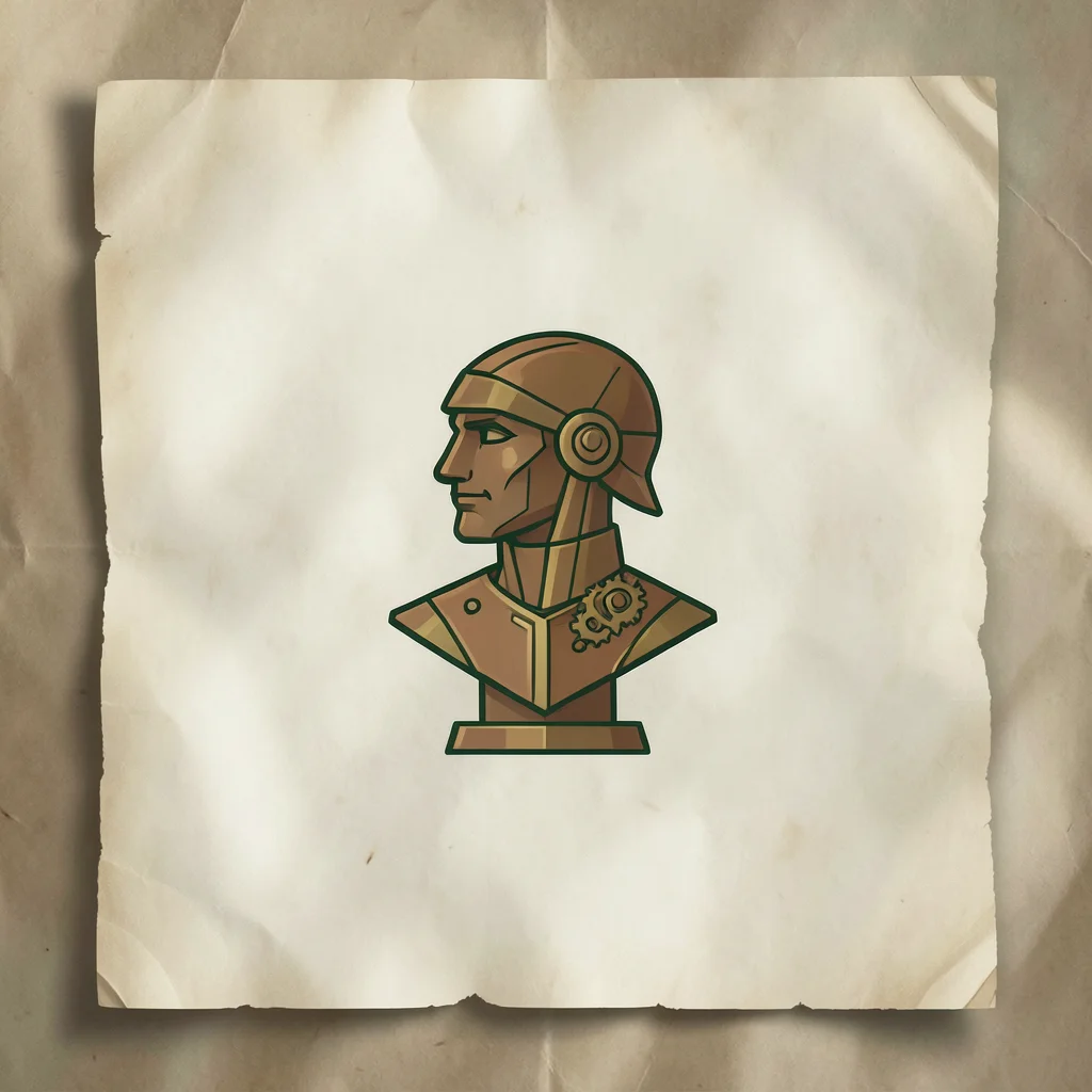 Ícone MCP Server: busto de autômato de bronze em perfil