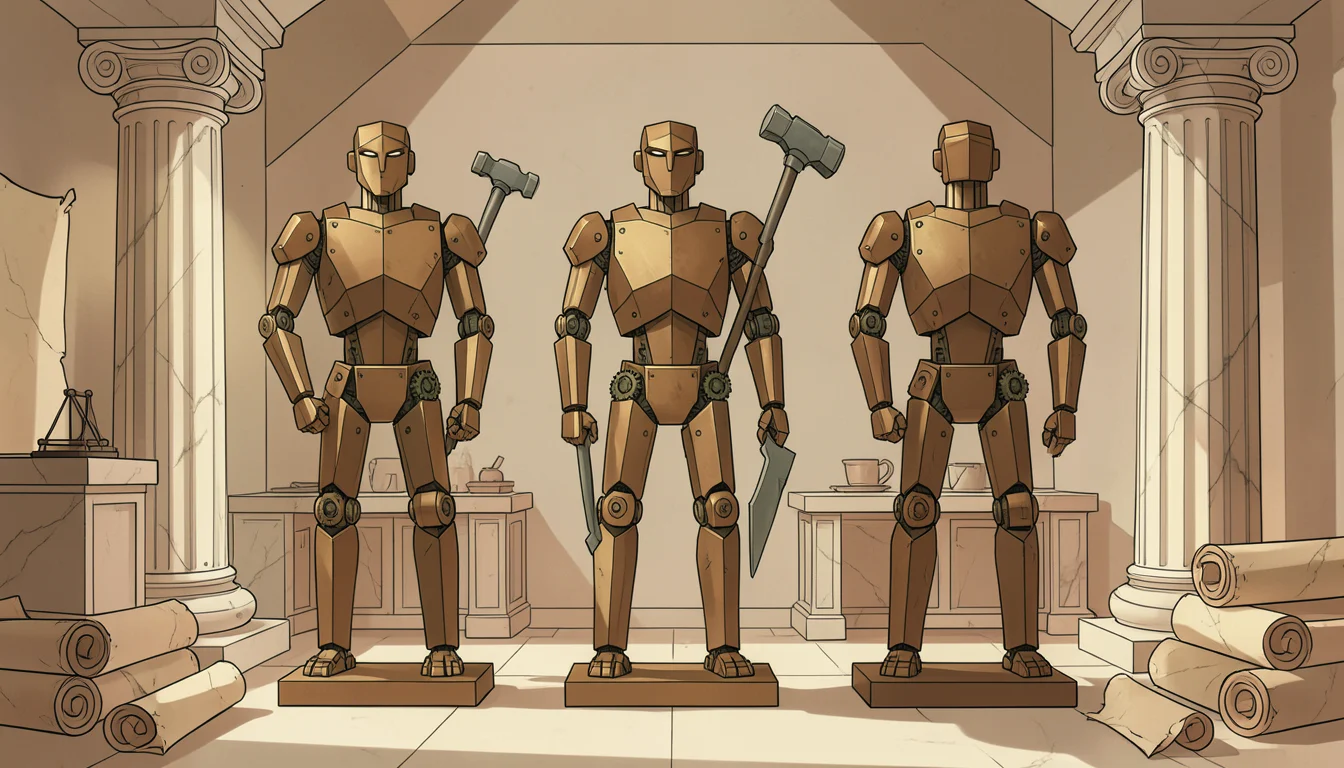 Autômatos de bronze construídos por Dédalo em sua oficina